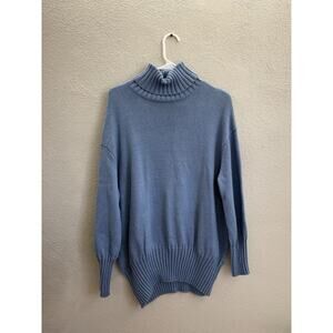 A New Day Womens Sweater Size Large Blue Knit Turtleneck Pullover